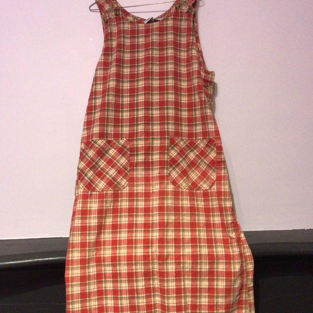 16W checkered plaid linen and cotton dress